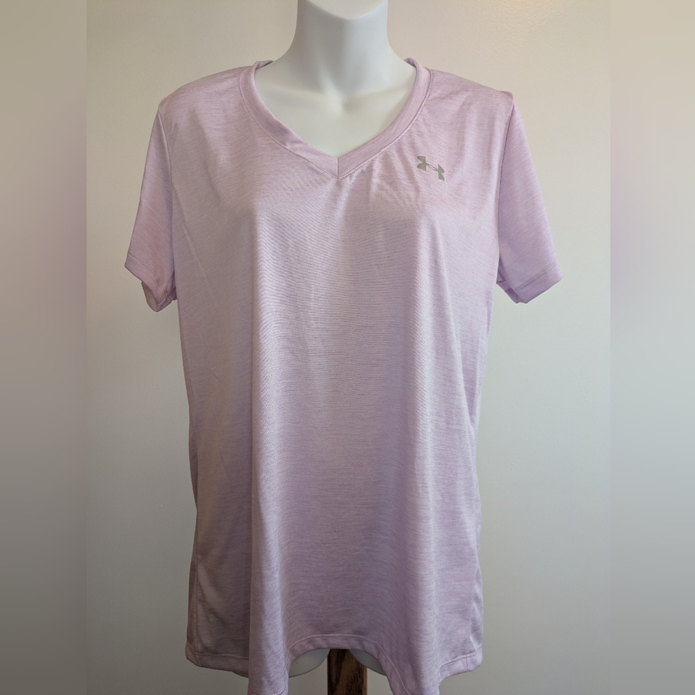 Under Armour Women's Pinkish/Purplish Loose HeatGear V-Neck Top LG
